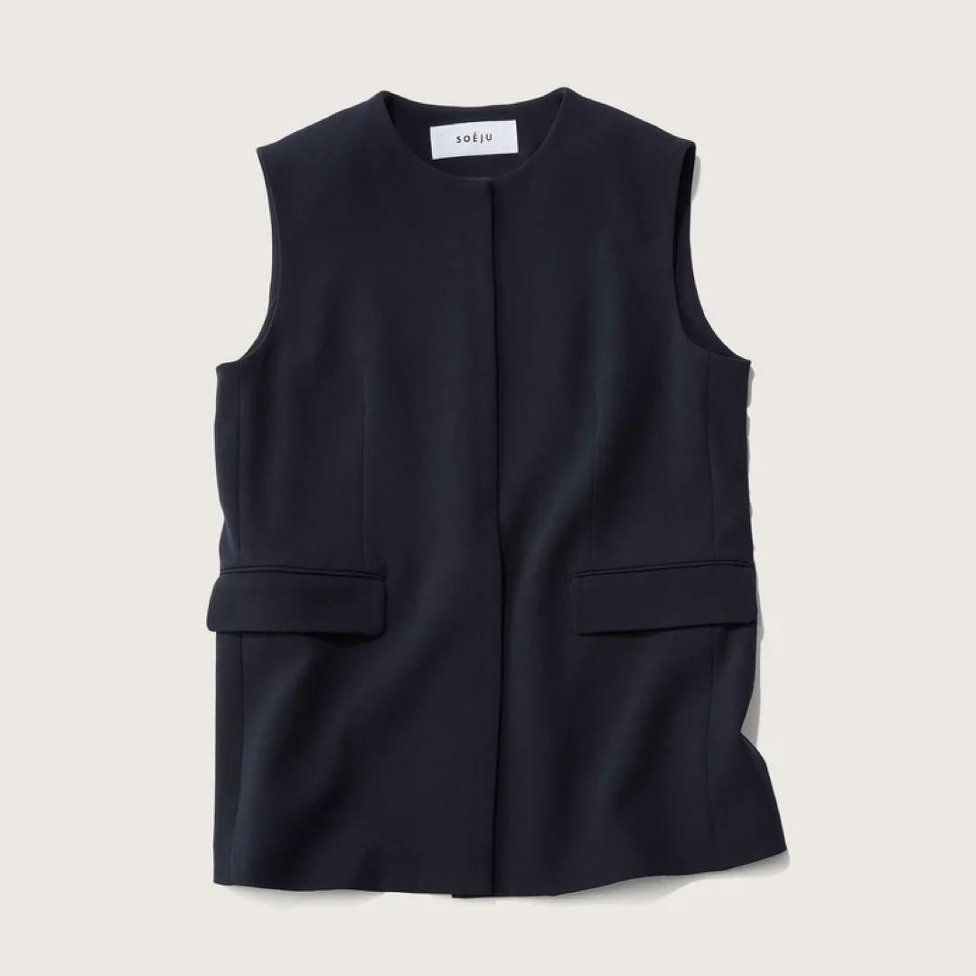 SOÉJU ソージュ クルーネックジレ ベスト ネイビー M 美品