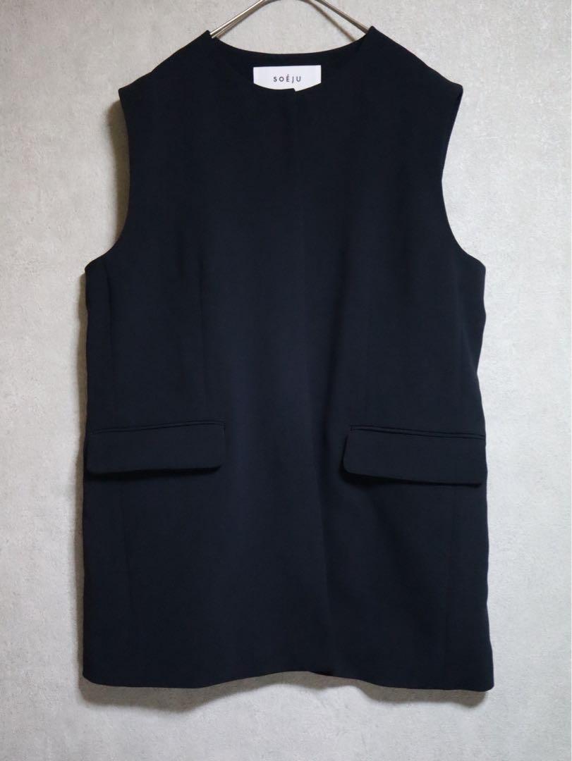 SOÉJU ソージュ クルーネックジレ ベスト ネイビー M 美品