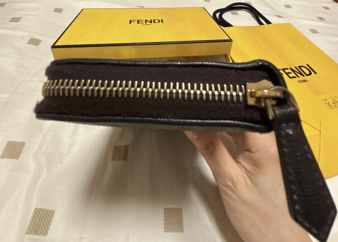 FENDI フェンディ 長財布 ラウンドファスナー ズッカ パープル 紫 FENDI フェンディ 長財布 ズッカ柄 ラウンドファスナー - メルカリ