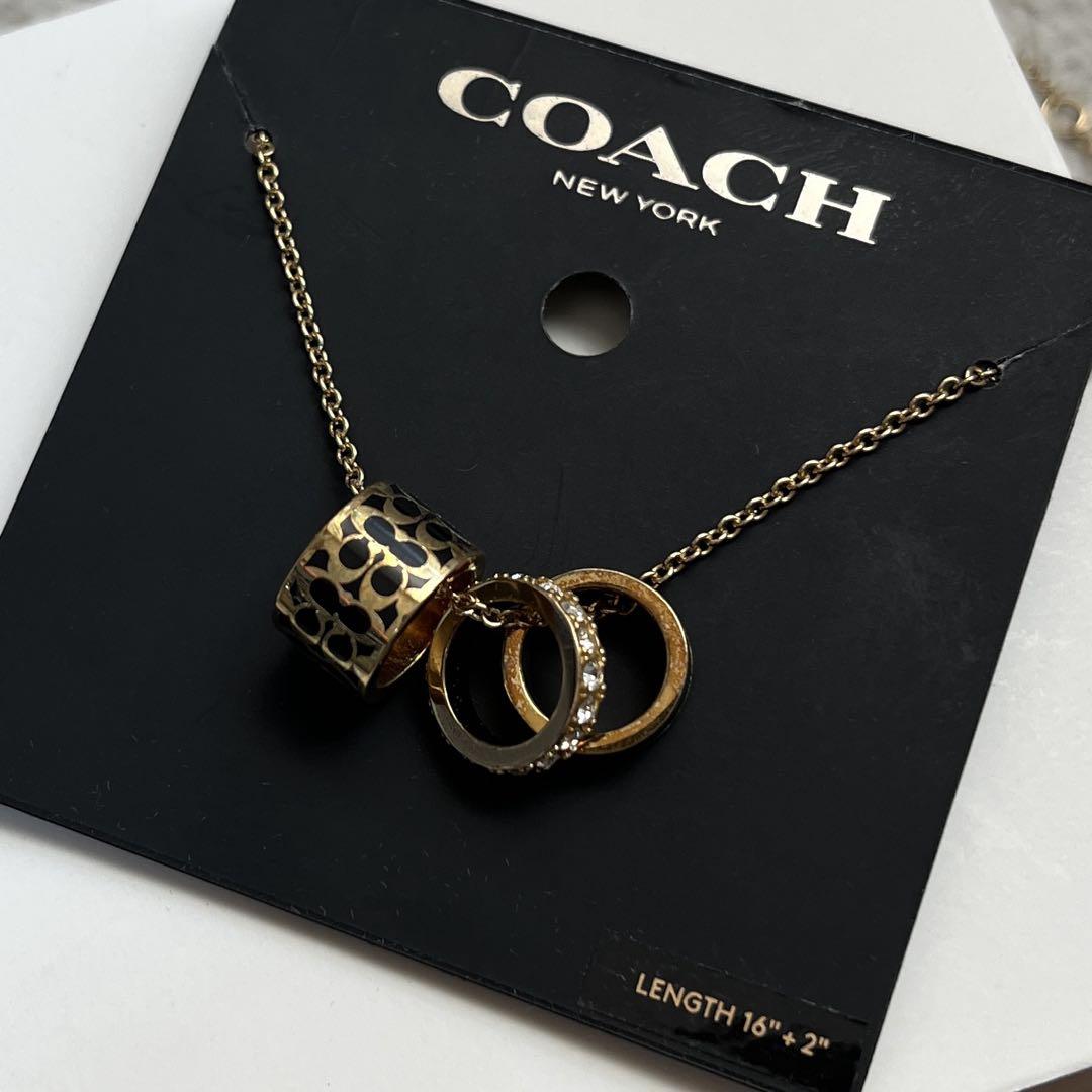 新品未使用品 コーチCOACHシグネチャー ネックレス ゴールド ブラック - メルカリ