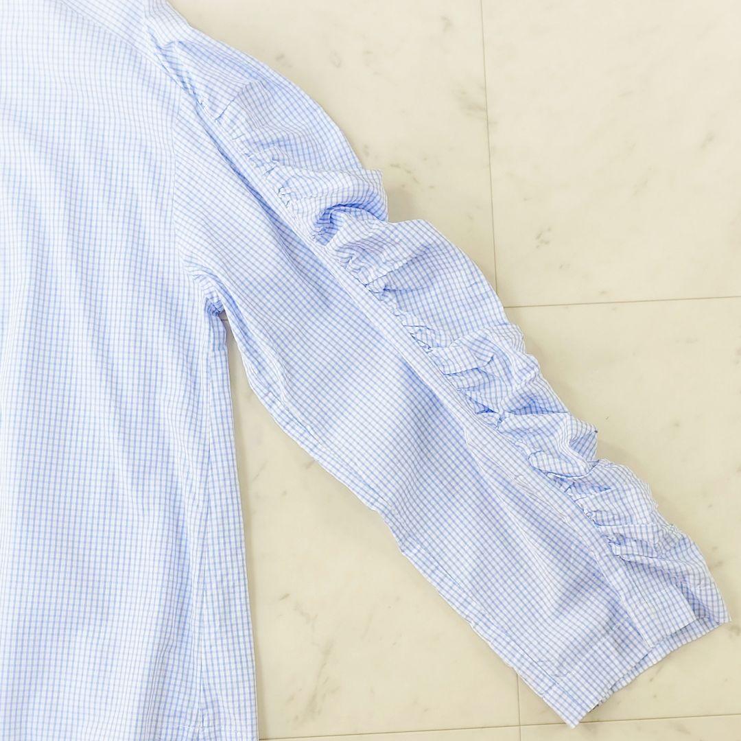 美品✨定価3.8万 エヴァマン コットン ギンガムチェック柄ブラウス ブルー