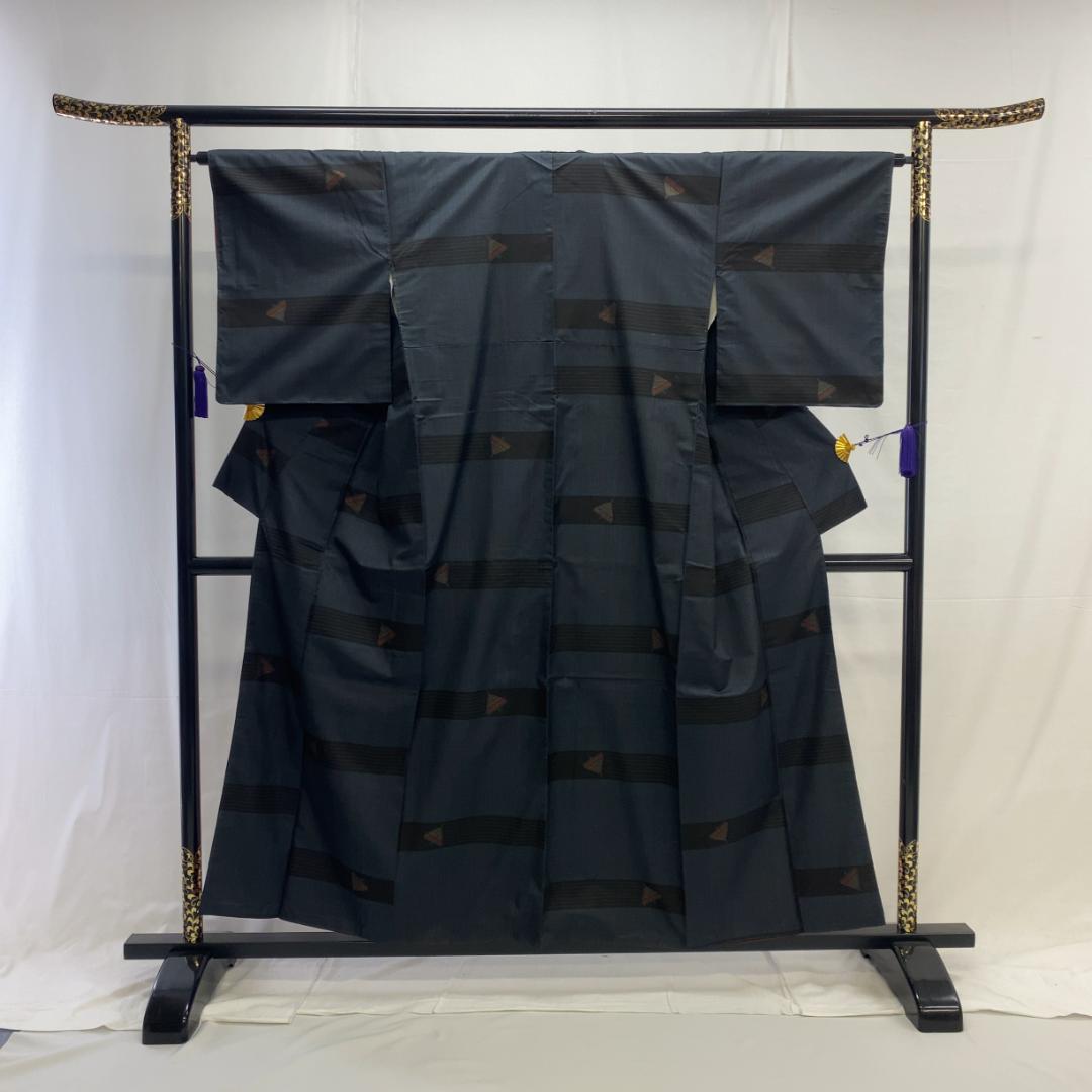 1486】着物 袷 紬 正絹 単品販売♪ 紺色 黒 | biaxial-films.com