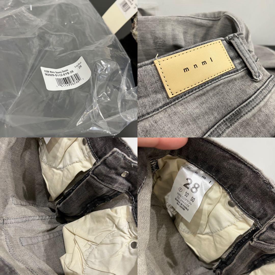 mnml X284 ペイズリー柄ダメージ加工ストレッチスキニーデニムパンツ28