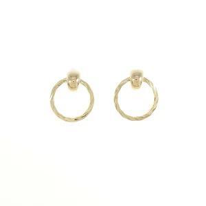 【18金】サークルピアス カット入りイエローゴールド K18 9.5mm