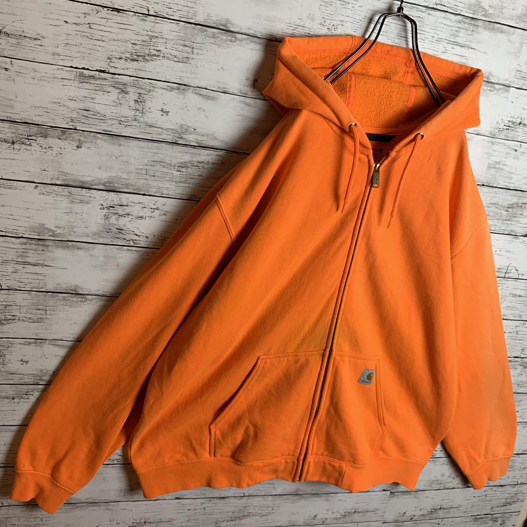 【即完モデル‼︎】Carhartt◎XXL 橙 フルジップ パーカー C131