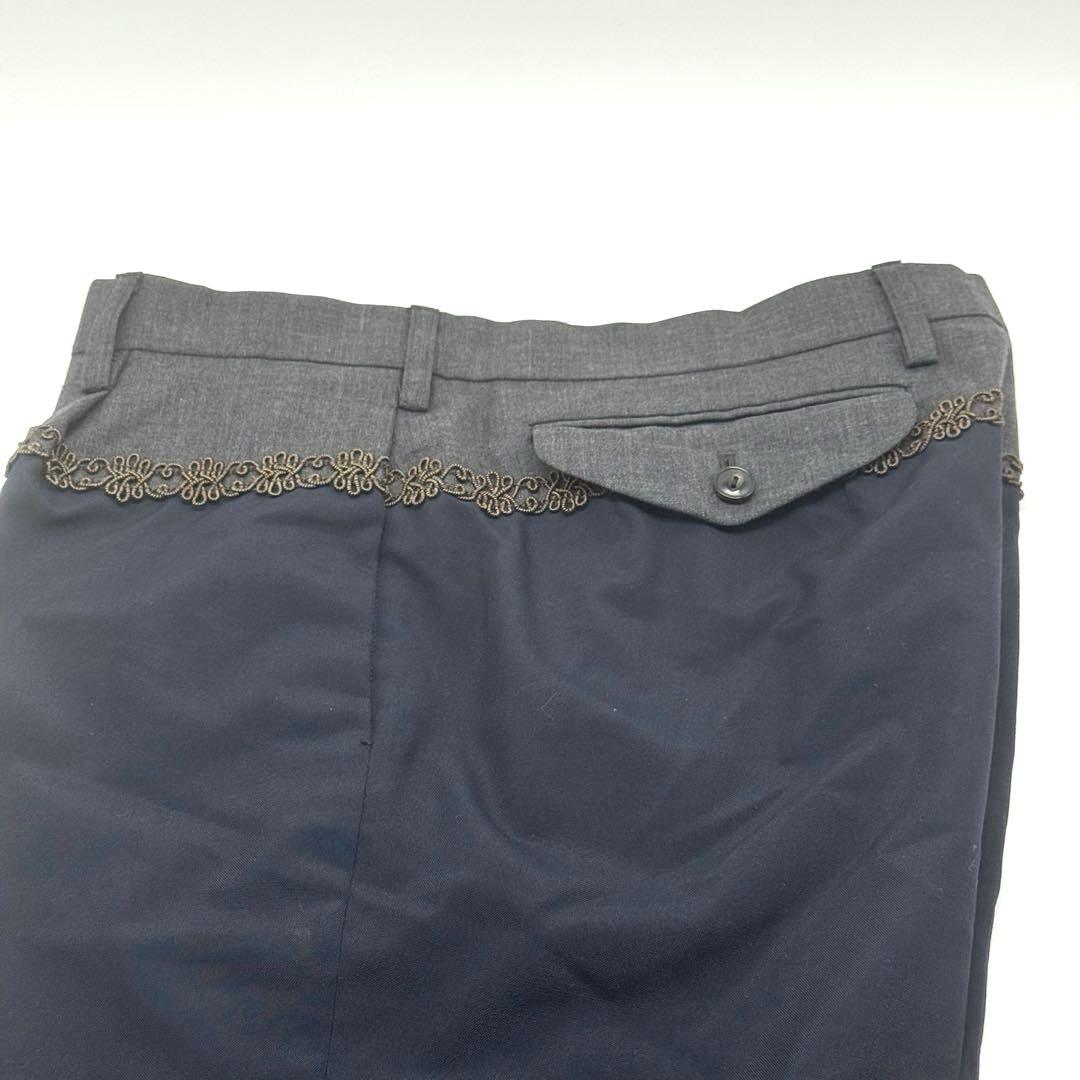 kolor カラー　ネイビー レース付　クロップドパンツ　メンズ　3 L 美品