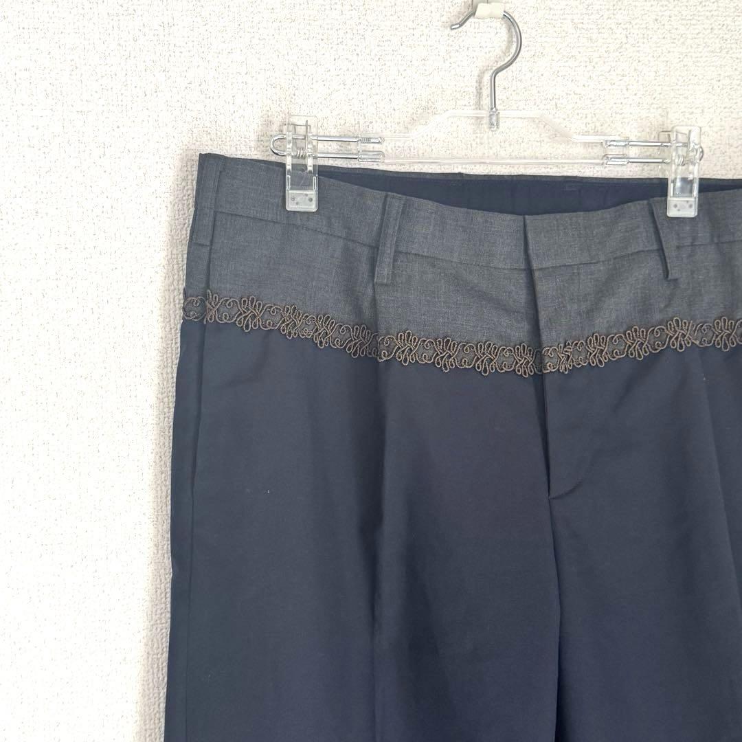 kolor カラー　ネイビー レース付　クロップドパンツ　メンズ　3 L 美品