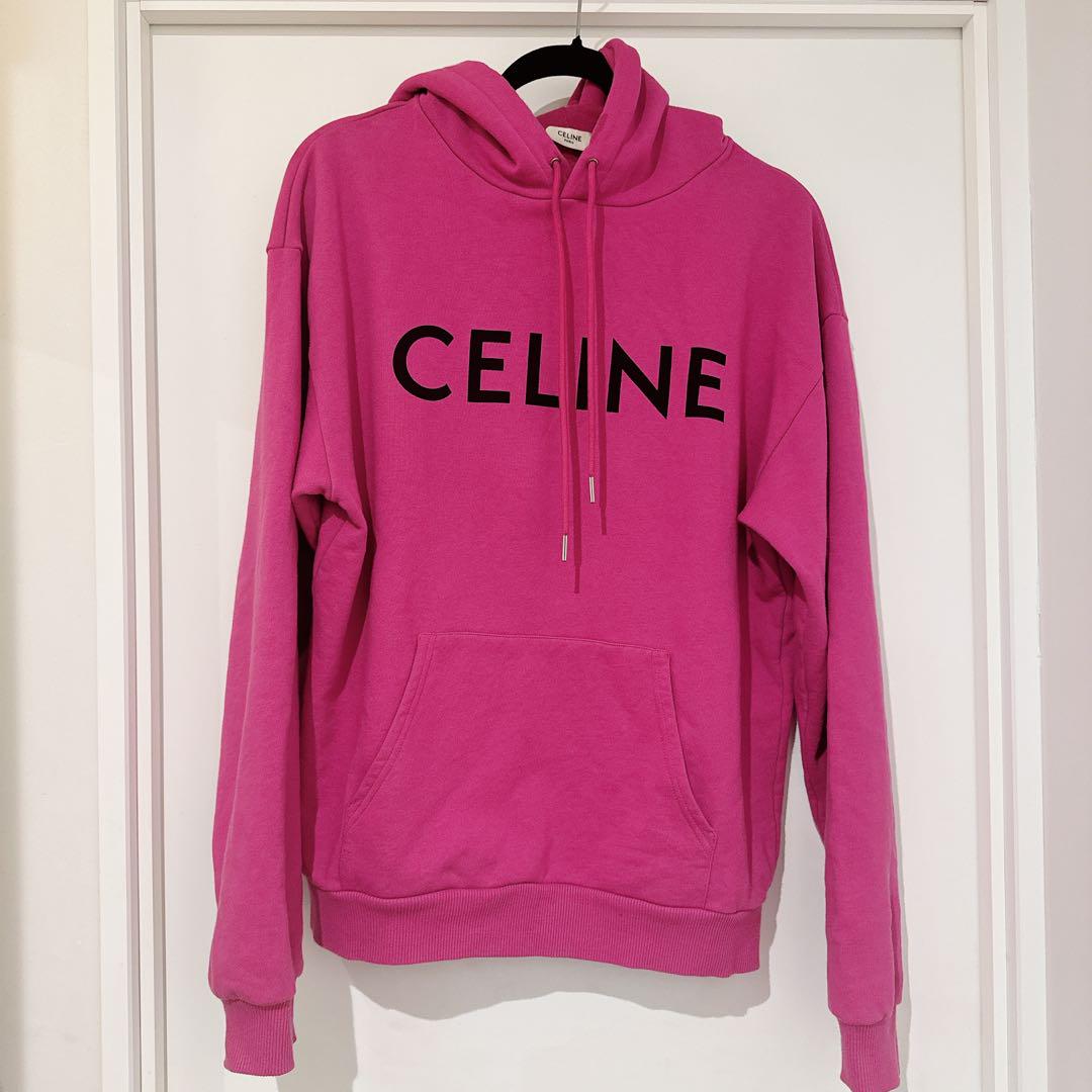 【 CELINE 】クラシックロゴルーズプルオーバーパーカーピンク 美品】CELINE CLASSIC LOGO PULL OVER PINK - メルカリ