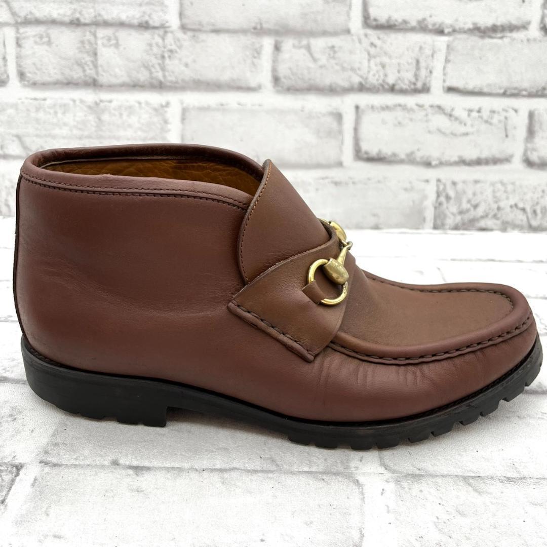 グッチ ショートブーツ ローファー ホースビット ミドル レザー 25.5 箱付 グッチ ショートブーツ ローファー ホースビット ミドル レザー 25.5 箱付