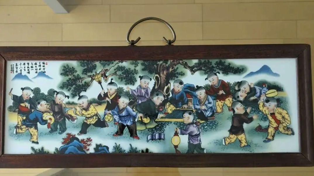 中国画　磁器製画　縁起物　　童子達　ビンテージ　即購入可