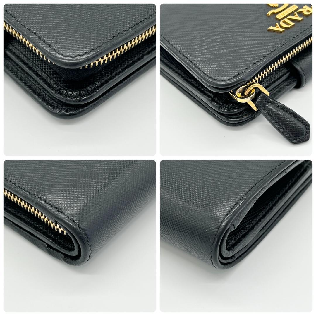 PRADA プラダ　折り財布　ブラック　コンパクトウォレット　レディース