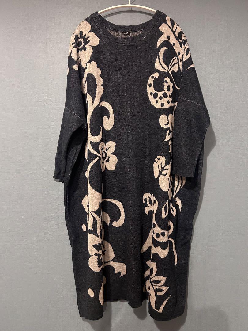 〖美品〗45R リネン花柄ワンピース