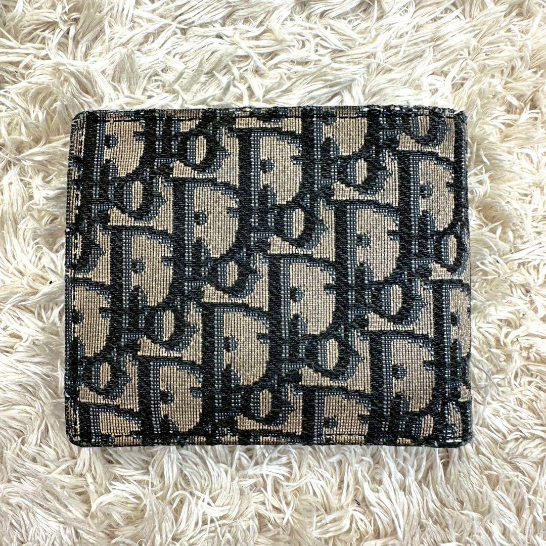【美品】クリスチャンディオール 二つ折り財布 トロッター キャンバス メンズ