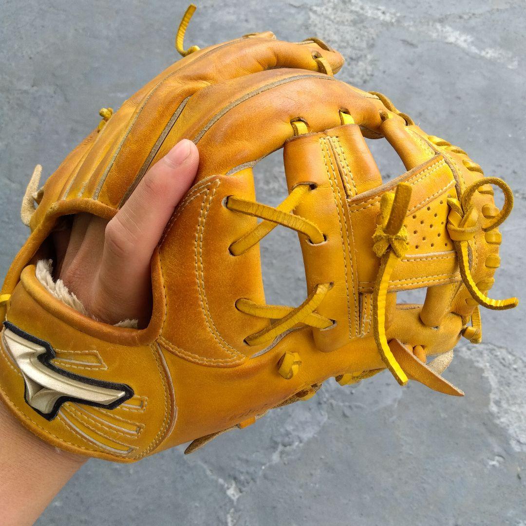 野球 グローブ 軟式 少年野球 ミズノ 内野手  黄色グローバルエリート