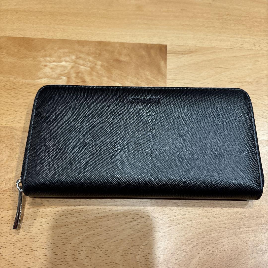 極美品】 コーチ COACH ラウンドファスナー レザー長財布 ブラック
