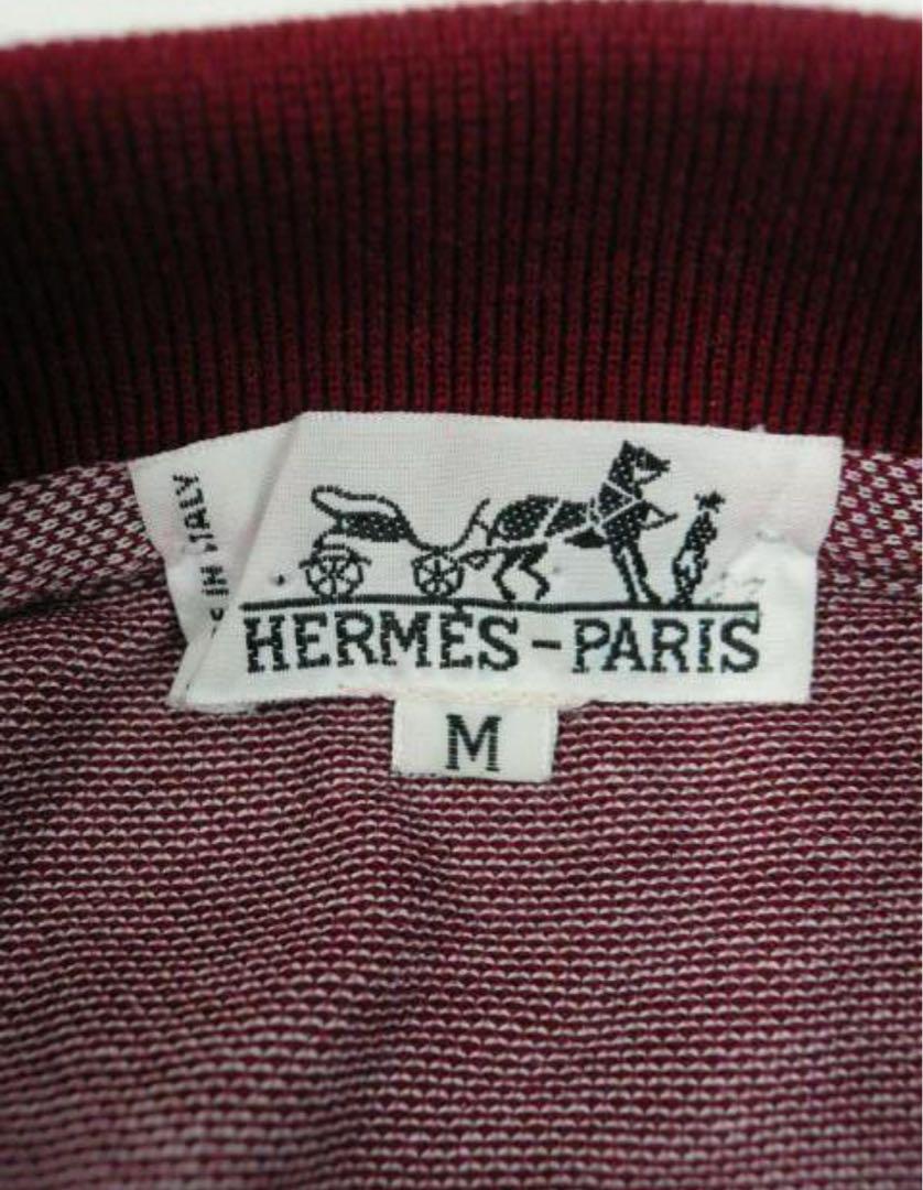 HERMES 半袖 ポロシャツ M 赤 ワインレッド