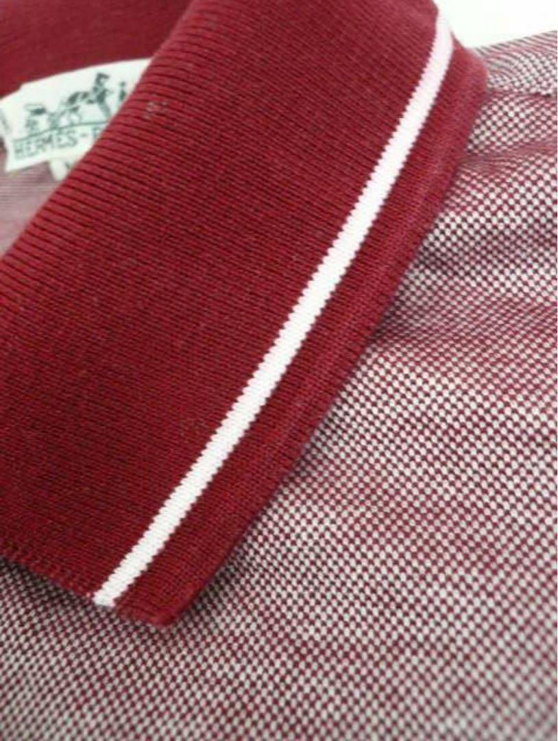 HERMES 半袖 ポロシャツ M 赤 ワインレッド