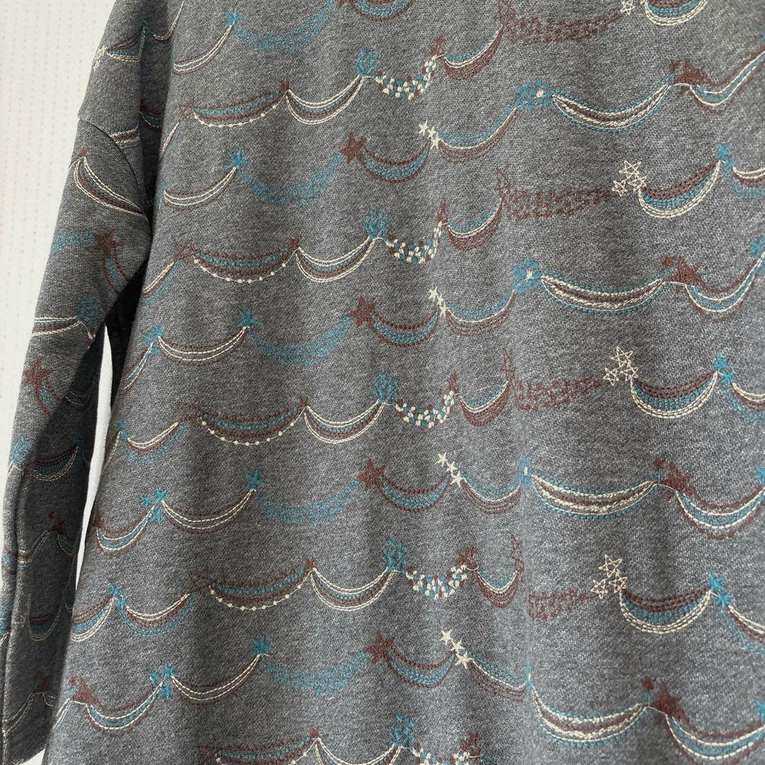 波模様 長袖ワンピースFREE