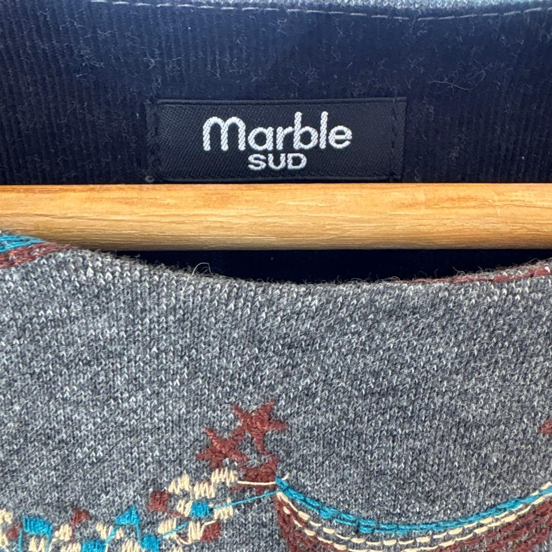 Marble SUD グレー 波模様 長袖ワンピースFREE SIZE・marble sud WWW_MORNINGWALKER_COM