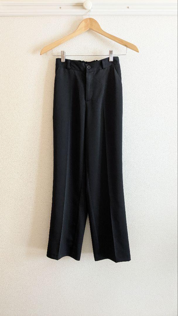 ok.soon 黒 センタープレスパンツ ウエストゴム
