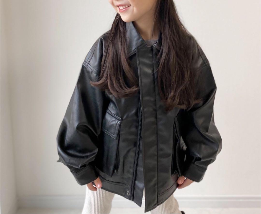 【新品未使用】フェイクレザーブルゾン　140-150 チャオパニックティピー
