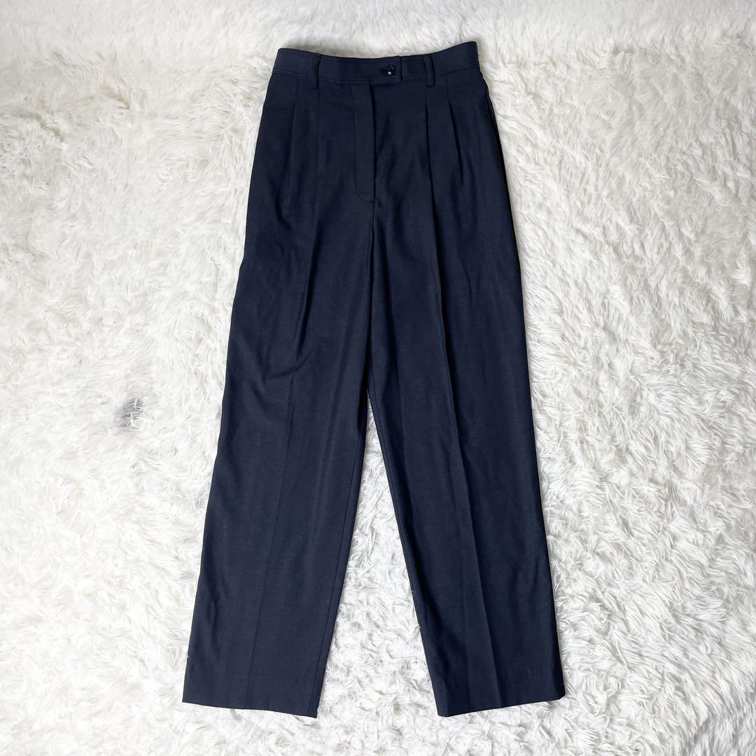 【美品】PLST パンツスーツ リネン混 ノーカラー　上M下S