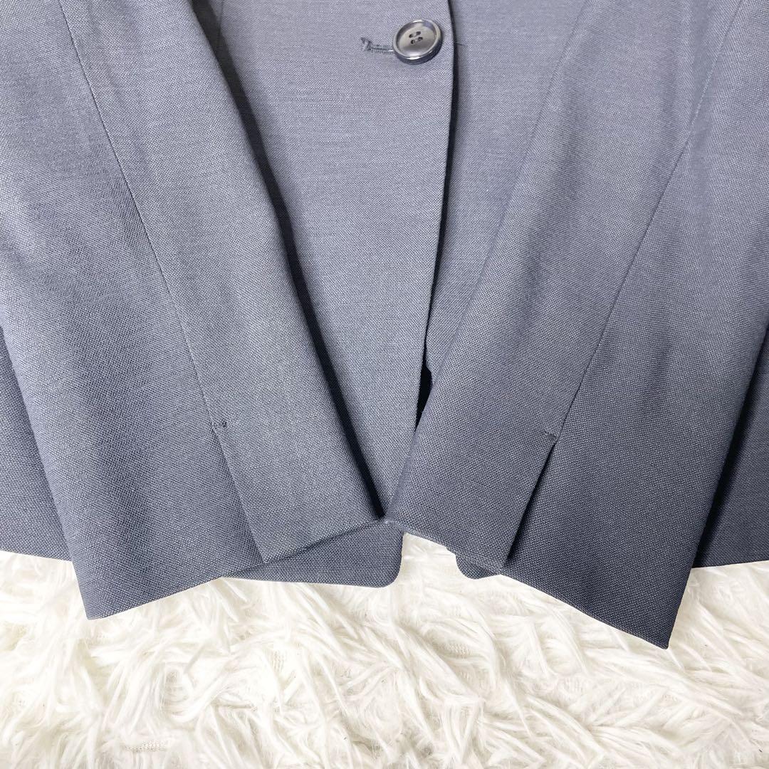 【美品】PLST パンツスーツ リネン混 ノーカラー　上M下S