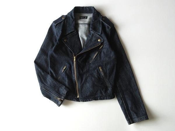 チュニジア製 agnes b. ストレッチデニム ライダースジャケット チュニジア製 agnes b. ストレッチデニム ライダースジャケット