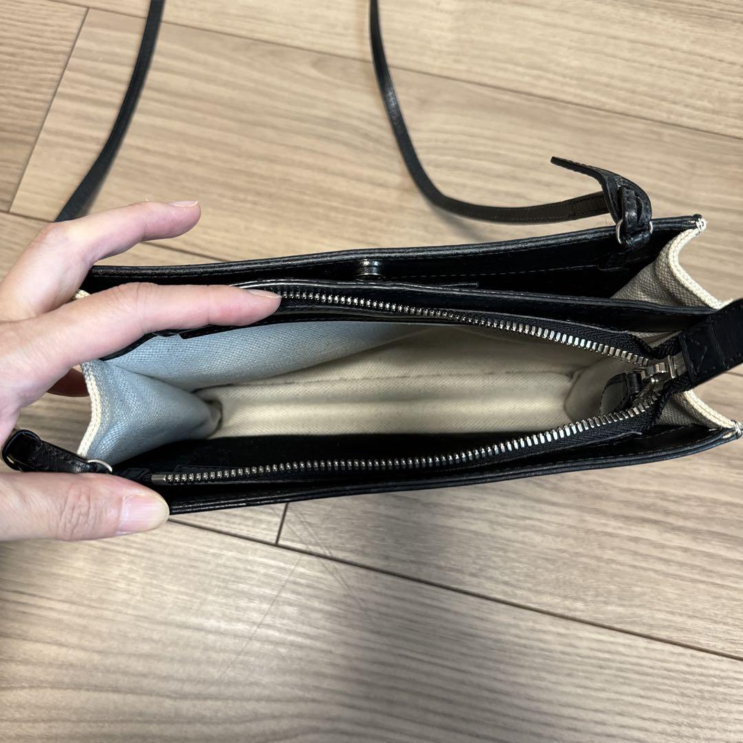 バレンシアガ キャンバス ショルダーバッグ レザーネイビーポシェット 画像4