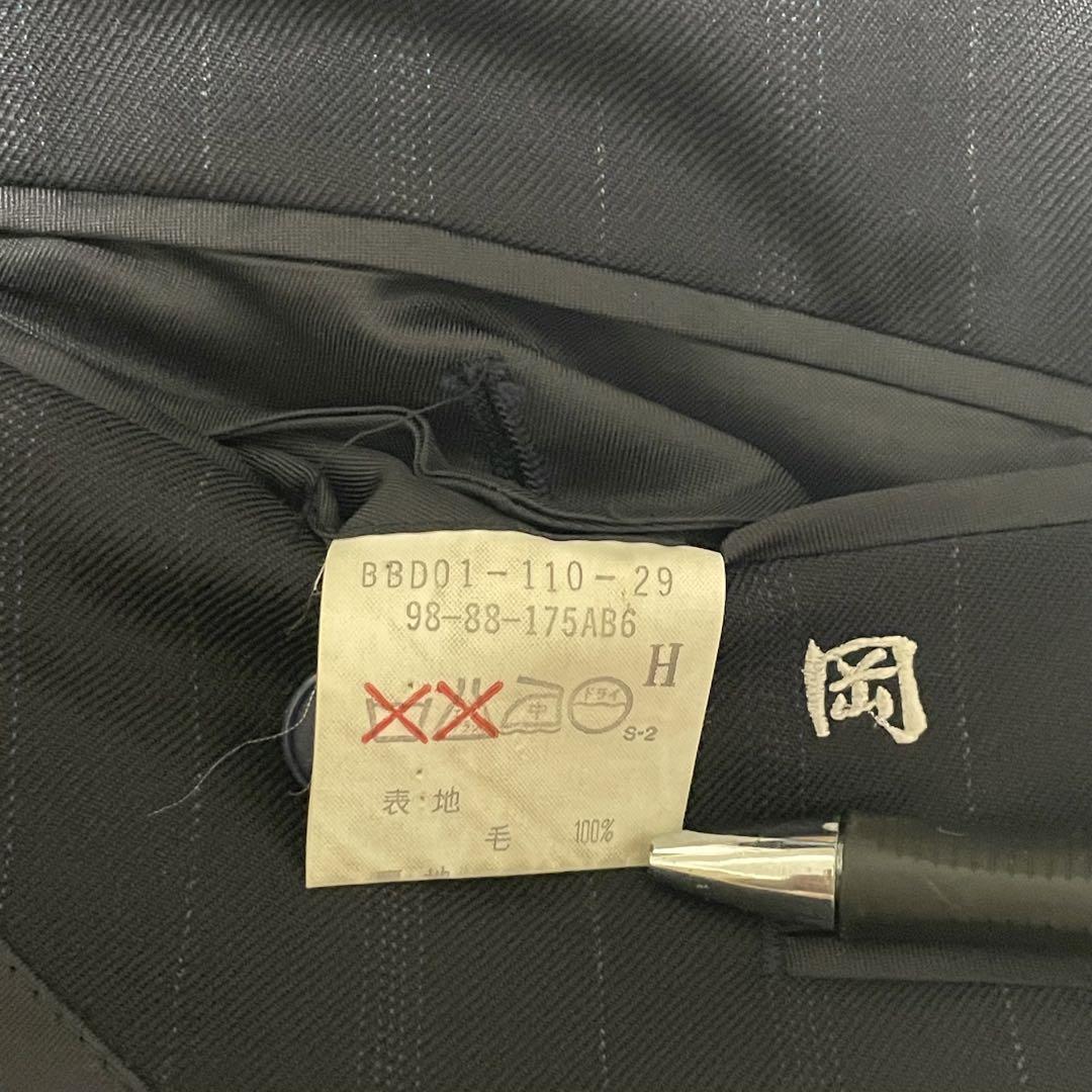 【美品】バーバリーズ スーツ セットアップ ストライプ 2B ダークグレー L