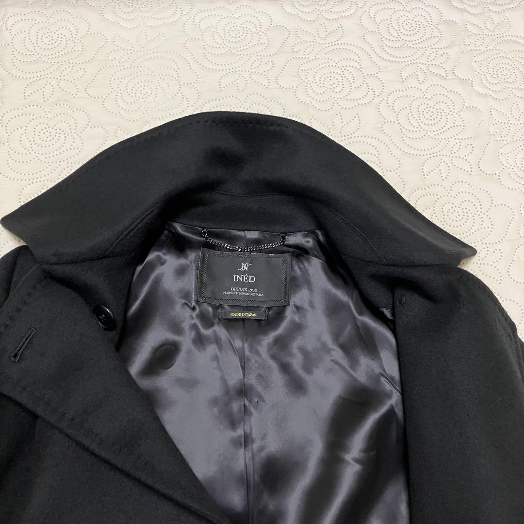 極美品✨️ INEDイネド コート カシミヤ ガウンコート 黒 Ｌ 黒コート