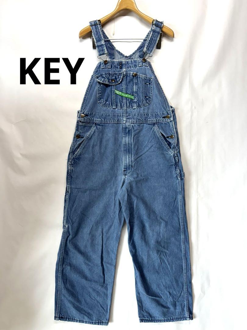 90's ヴィンテージ KEY キイ デニム オーバーオール ブルー