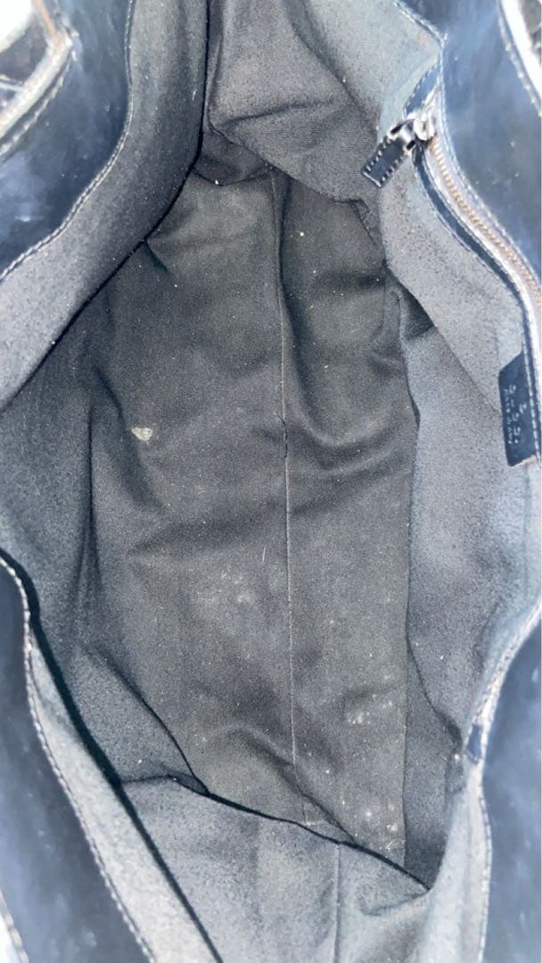 GUCCI トートバッグ　GG柄　キャンバス　レザー　ブラウン　A4可　黒