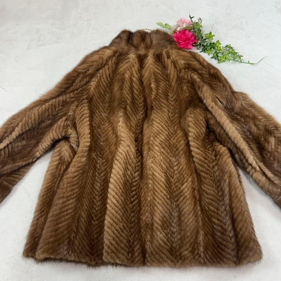 J864 L ミンクファーコート ファーコート ブラウン レディース - メルカリ