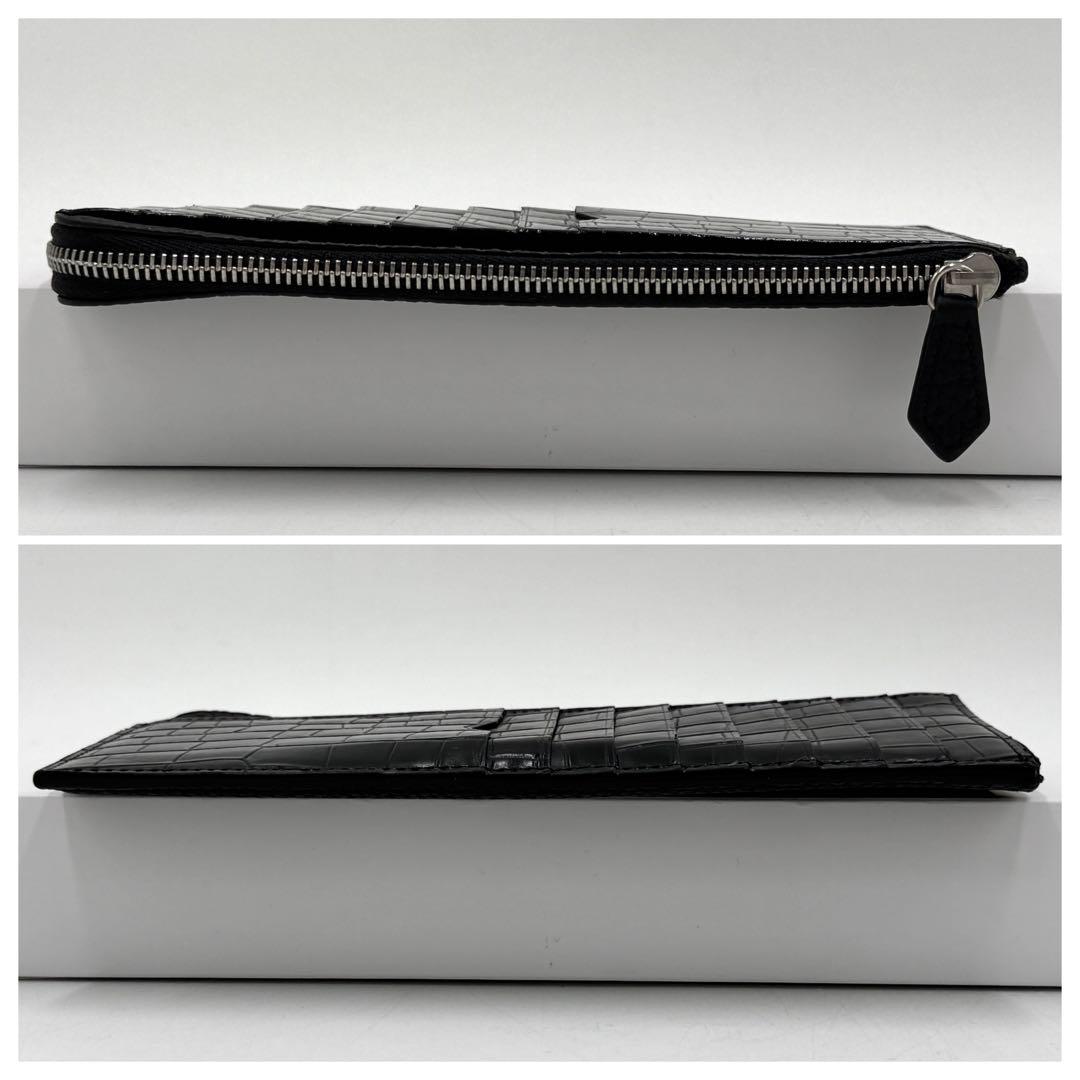 【専用】ボナベンチュラ ロングウォレット 長財布 クロコ型押し レザー ブラック