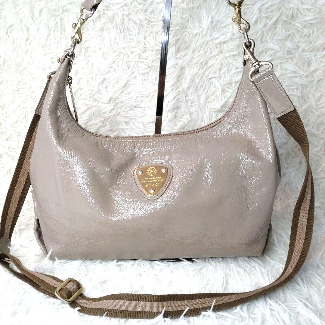 ATAO アタオ ミント エナメルレザー 2way ショルダーバッグ