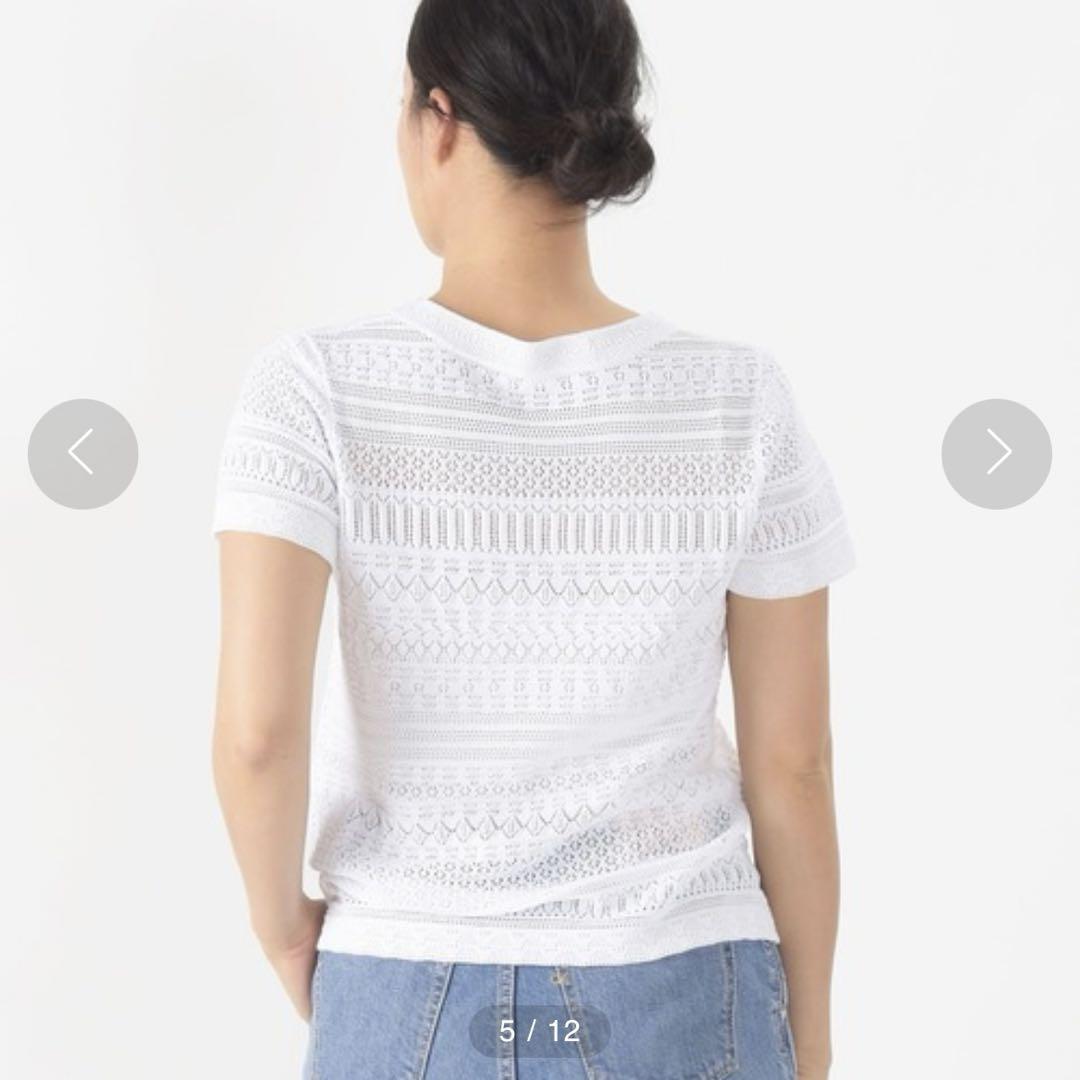 美品✨45R アイスコットンのニット　レース　Tシャツ　ドライコットン 美品✨45R アイスコットンのニット レース Tシャツ ドライコットン