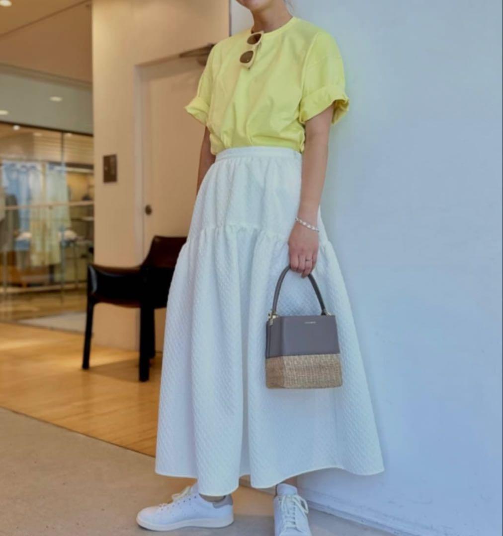 【美品】 BALLSEY ペイズリーマトラッセ ギャザーロングスカート 白 36