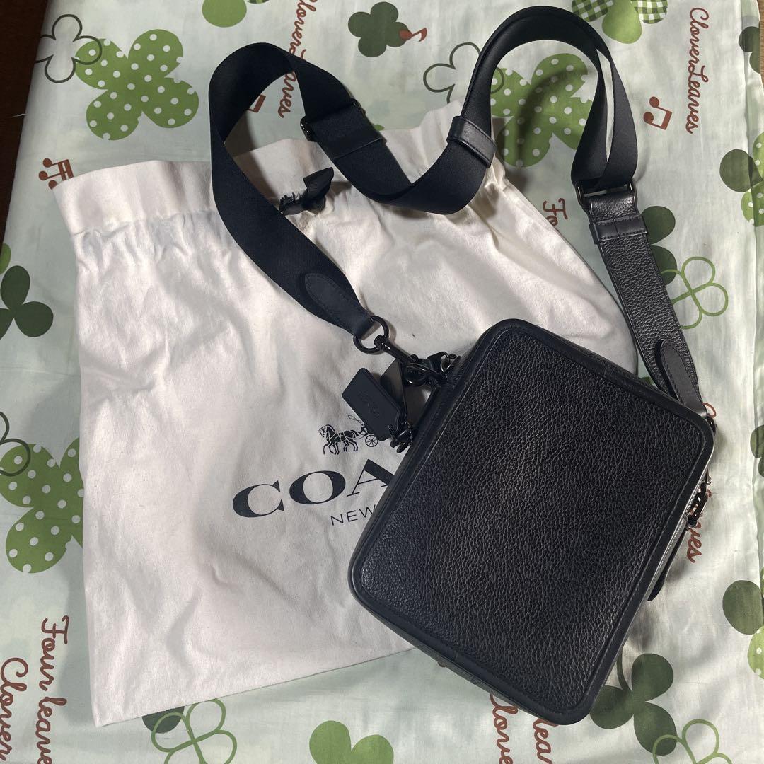 COACH ブラック レザー ショルダーバッグ