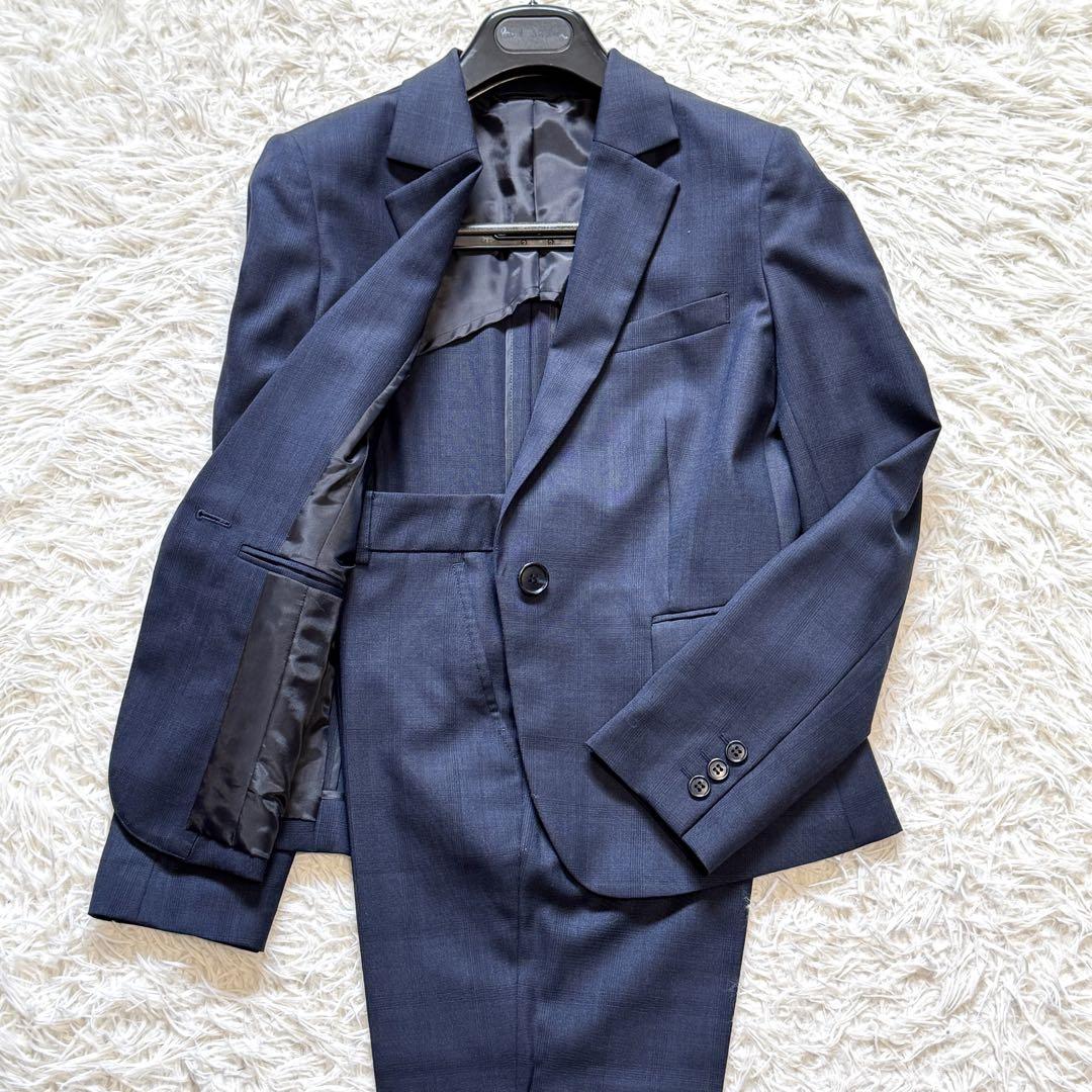 THE SUIT COMPANY パンツスーツ チェック ネイビー 42 セット