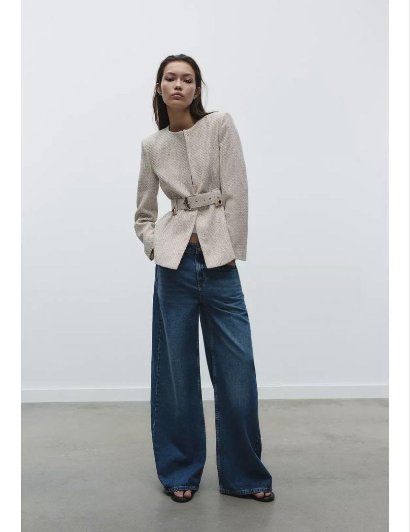 ZARA ベルト付きストラクチャーブレザー - メルカリ