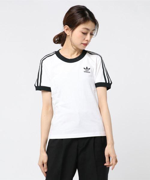 アディダスオリジナルス レディース リンガーTシャツ ホワイト