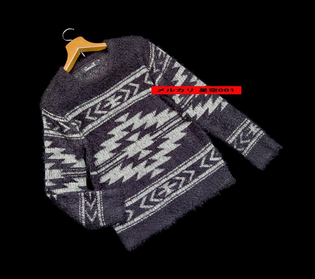 楽天 新品 CavariA 44 M キャバリア セーター ニット ノルディック柄 黒 トップス