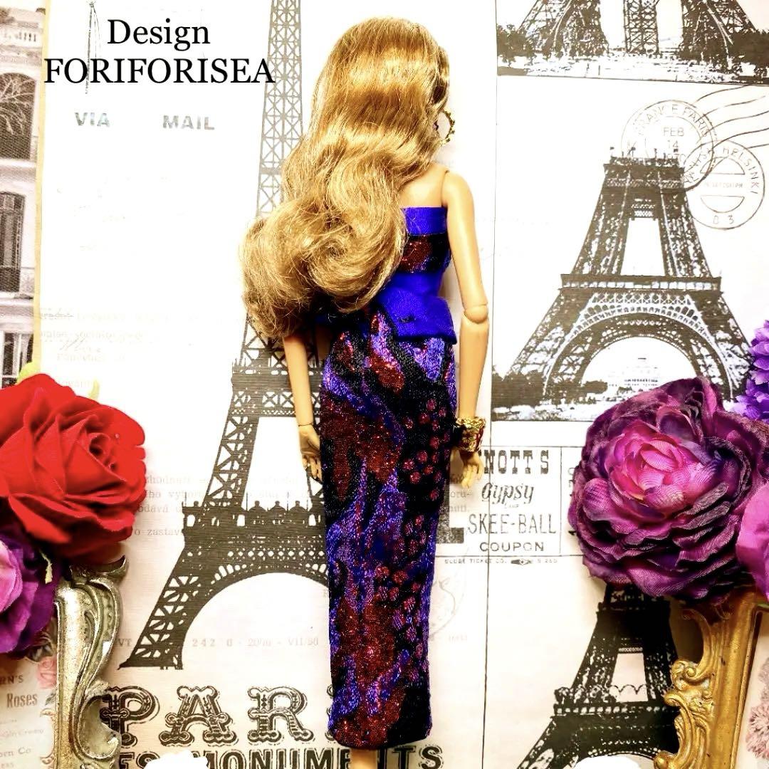 Luxurious purple French dress♡＆ピアス♡ファー♡