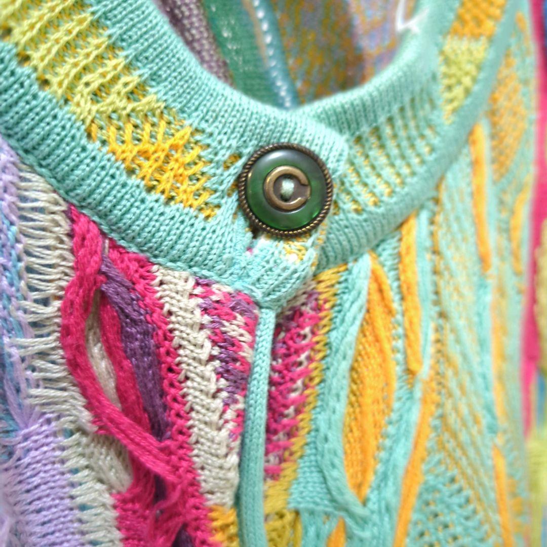 90s coogi knit マルチカラー カーディガン 3Dニット クージー