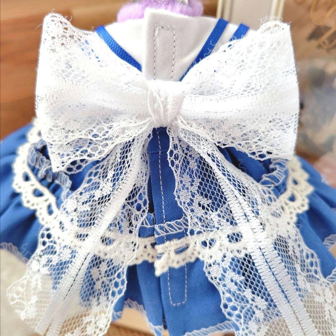 №06-077 襟付き　ブルー♡　ドレス　１６cm　ぬい服