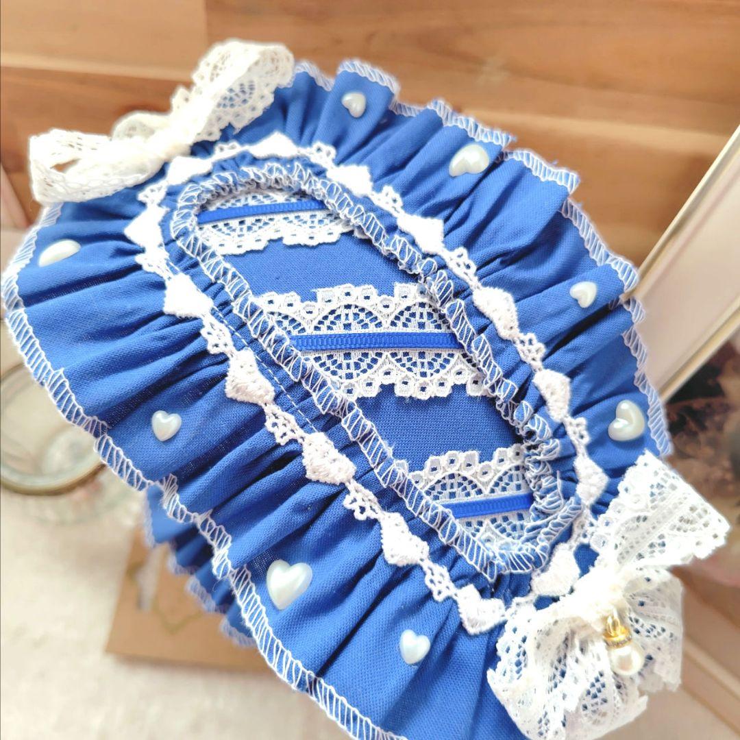 №06-077 襟付き　ブルー♡　ドレス　１６cm　ぬい服