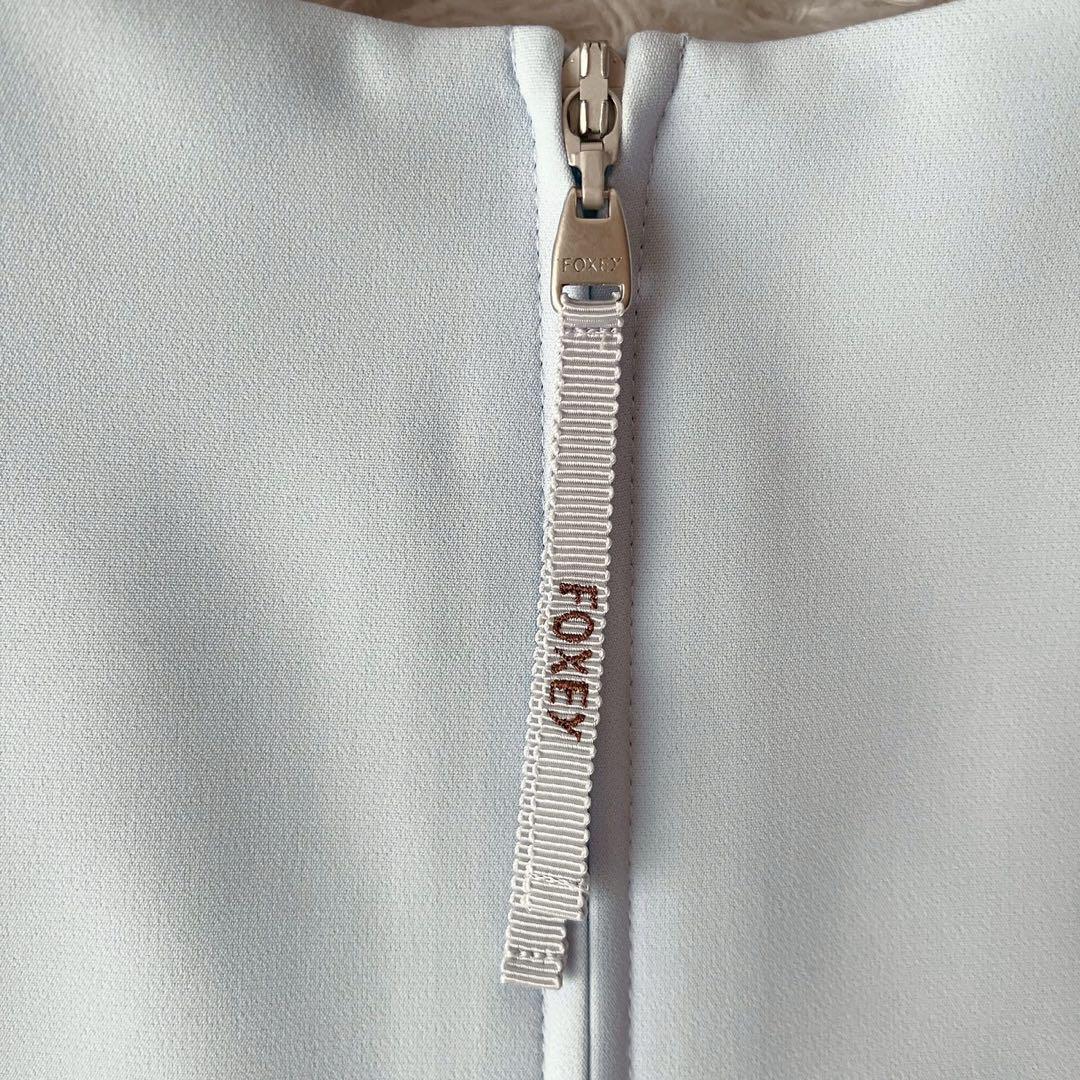 美品】フォクシー ワンピースドレス 半袖 Aライン フレア ひざ丈