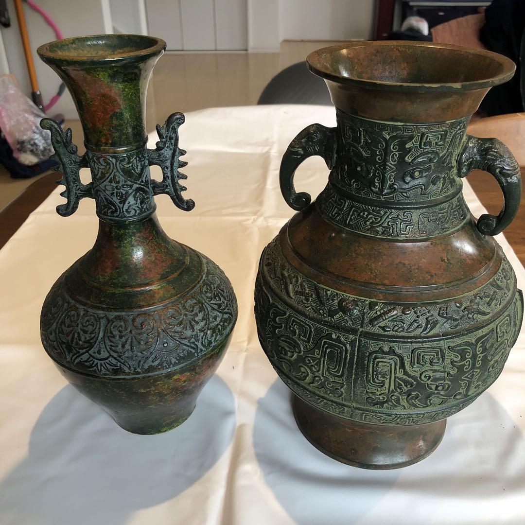 高岡銅器 鋳銅 花瓶 2個セット - メルカリ