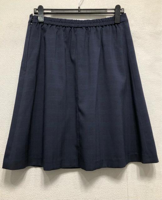 新品☆3L紺系ストライプ柄♪うす手ストレッチフレアスカートスーツ☆r683